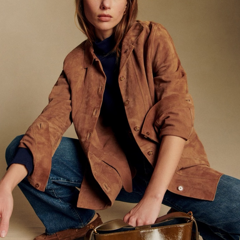 Sézane Will Jacket Camel Suede